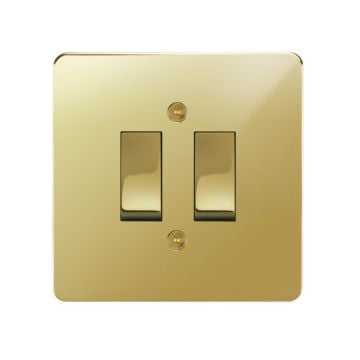 Horizon Classic 2 Gang Rocker Switch Polished Brass Lacquered