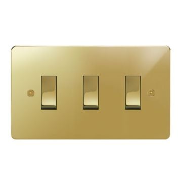 Horizon Classic 3 Gang Rocker Switch Polished Brass Lacquered