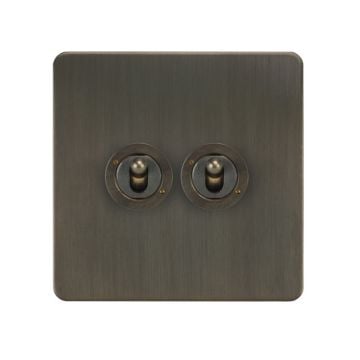 Horizon Classic 2 Gang Dolly Switch Chocolate Bronze Lacquered