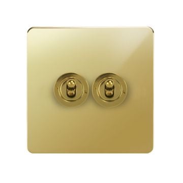 Horizon Classic 2 Gang Dolly Switch Polished Brass Lacquered