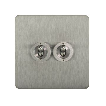 Horizon Classic 2 Gang Dolly Switch Satin Stainless Steel