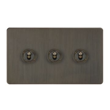 Horizon Classic 3 Gang Dolly Switch Chocolate Bronze Lacquered