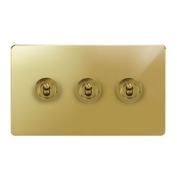 Horizon Classic 3 Gang Dolly Switch Polished Brass Lacquered