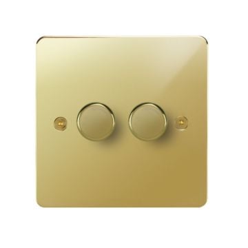Horizon Classic 2 Gang Dimmer Switch 400w Polished Brass Lacquered
