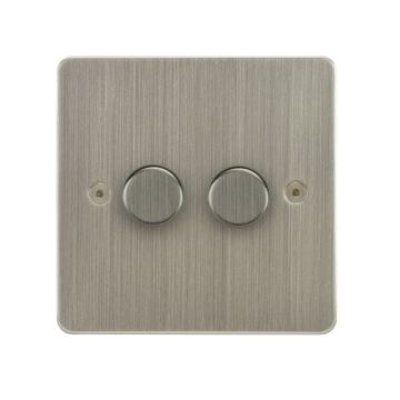 Horizon Classic 2 Gang Dimmer Switch 400w Satin Nickel Plate