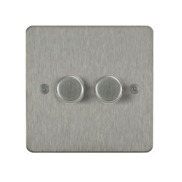 Horizon Classic 2 Gang 200w Trailing Edge LED Dimmer Switch  Satin Stainless Steel