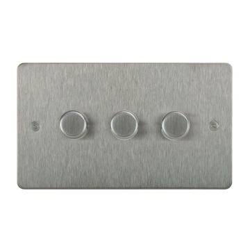 Horizon Classic 3 Gang 200w Trailing Edge LED Dimmer Switch  Satin Stainless Steel