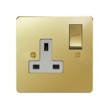 Horizon Classic 1 Gang 13 amp Switched Socket Polished Brass Lacquered
