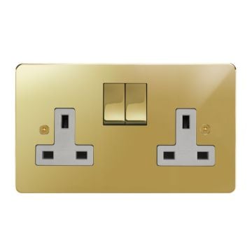 Horizon Classic 2 Gang Switched Socket Polished Brass Lacquered