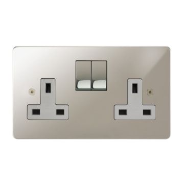 Horizon Classic 2 Gang Switched Socket Polished Nickel Plate