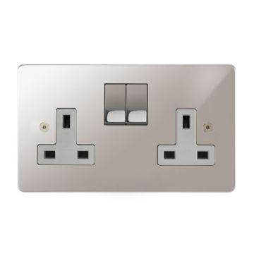 Horizon Classic 2 Gang Switched Socket Polished Stainless Steel