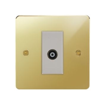 Horizon Classic 1 Gang Co-Axial TV Socket Polished Brass Lacquered