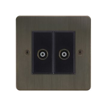 Horizon Classic 2 Gang Co-Axial TV Socket Chocolate Bronze Lacquered