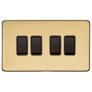 Heritage Vintage 4 Gang 2 Way Rocker Switch Satin Brass Lacquered