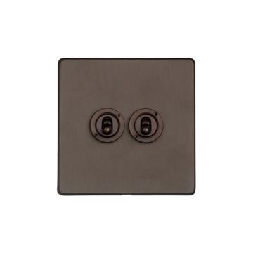 Heritage Vintage 2 Gang Dolly Switch Matt Bronze Lacquered