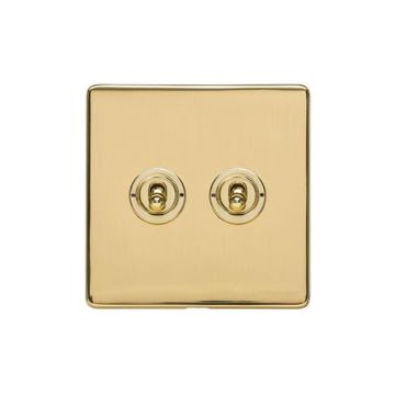 Heritage Vintage 2 Gang Dolly Switch Polished Brass Lacquered