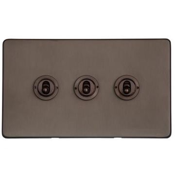 Heritage Vintage 3 Gang Dolly Switch Matt Bronze Lacquered