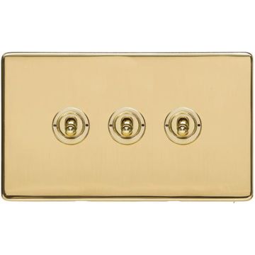 Heritage Vintage 3 Gang Dolly Switch Polished Brass Lacquered