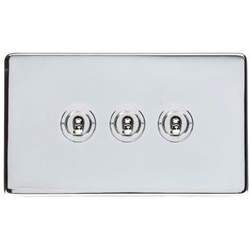 Heritage Vintage 3 Gang Dolly Switch Polished Chrome Plate