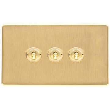 Heritage Vintage 3 Gang Dolly Switch Satin Brass Lacquered