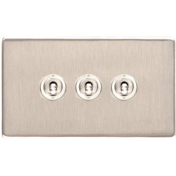 Heritage Vintage 3 Gang Dolly Switch Satin Nickel Plate