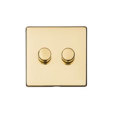 Heritage Vintage 2 Gang Trailing Edge Dimmer Polished Brass Lacquered