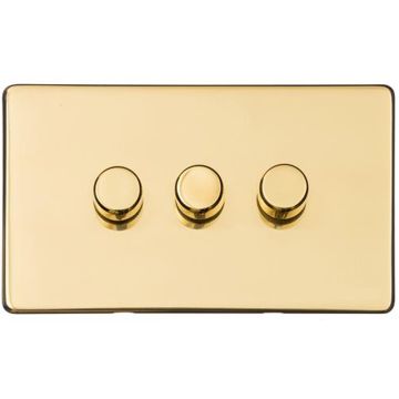 Heritage Vintage 3 Gang Trailing Edge Dimmer Polished Brass Lacquered