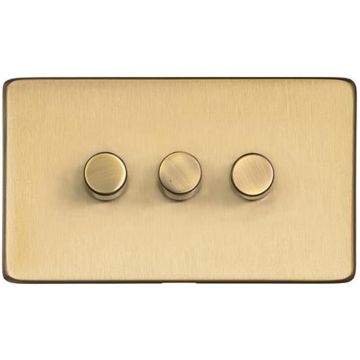 Heritage Vintage 3 Gang Trailing Edge Dimmer Satin Brass Lacquered