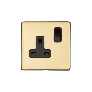 Heritage Vintage 1 Gang 13A Switched Socket Polished Brass Lacquered