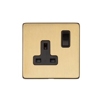 Heritage Vintage 1 Gang 13A Switched Socket Satin Brass Lacquered