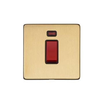 Heritage Vintage 45A Cooker Switch/Neon Satin Brass Lacquered