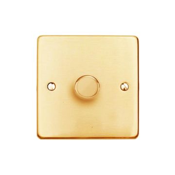 Gala Elite 1 Gang 2 Way Trailing Edge Dimmer 200W-Polished Brass Lacquered