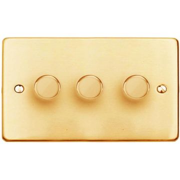 Gala Elite 3 Gang 2 Way Trailing Edge Dimmer-Polished Brass Lacquered