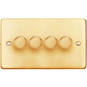 Gala Elite 4 Gange 2 Way Trailing Edge Dimmer 200W-Polished Brass Lacquered