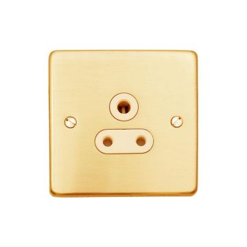 Gala Elite 1 Gang 5A Unswitched Socket White Trim-Polished Brass Lacquered