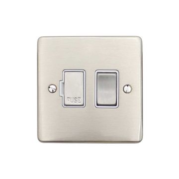 Gala Elite 13A Switched Fused Spur White Trim-Satin Nickel Plate