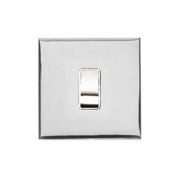 Winchester 1 Gang 2 Way Rocker Switch Square Concealed Fixing White Trime -Polished Chrome Plate