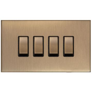 Winchester 4 Gang 2 Way Rocker Switch Square Concealed Fixing-Matt Bronze Lacquered