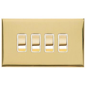 Winchester 4 Gang 2 Way Rocker Switch Square Concealed Fixing-Polished Brass Lacquered
