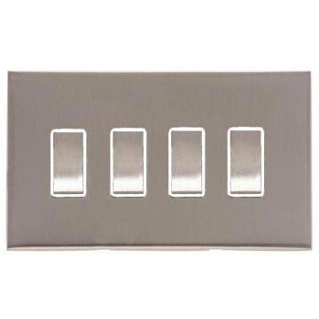 Winchester 4 Gang 2 Way Rocker Switch Square Concealed Fixing-Satin Nickel Plate
