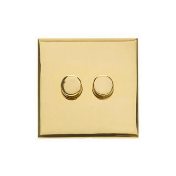 Winchester 2 Gang 2 Way 200W Trailing Edge Dimmer-Polished Brass Lacquered