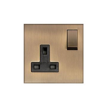 Winchester 1 Gang 13A Switched Socket Black Trim Matt Bronze Lacquered
