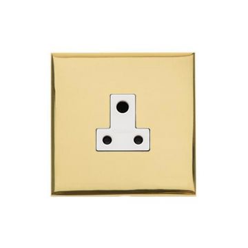 Winchester 1 Gang 5A Unswitched Socket White Trime -Polished Brass Lacquered