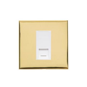 Winchester 1 Gang RJ45 Socket White Trim-Polished Brass Lacquered