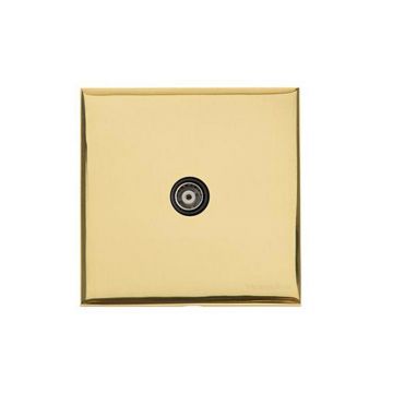 Winchester Single Co-Axial TV Outlet White Trim-Polished Brass Lacquered