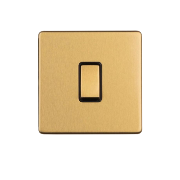 E-Lite Concealed 3 mm 1 Gang 2 Way Rocker Switch BK Satin Brass Lacquered