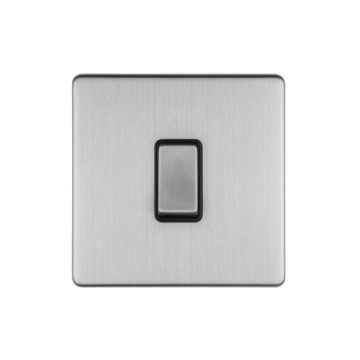 E-Lite Concealed 3 mm 1 Gang 2 Way Rocker Switch WH Satin Stainless Steel