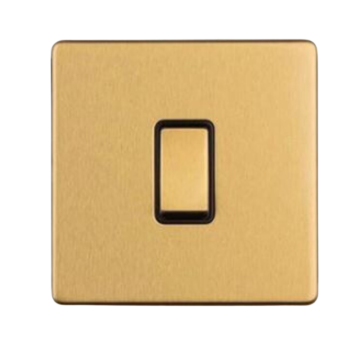 E-Lite Concealed 3 mm 1 Gang Inter Rocker Switch BK Satin Brass Lacquered