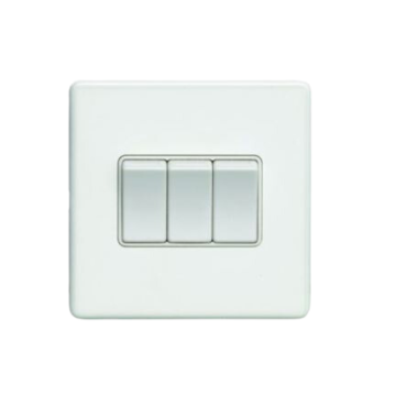 E-Lite Concealed 3 mm 3 Gang 2 Way Rocker Switch WH White