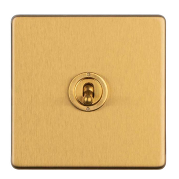 E-Lite Concealed 3 mm 1 Gang Dolly Switch Satin Brass Lacquered